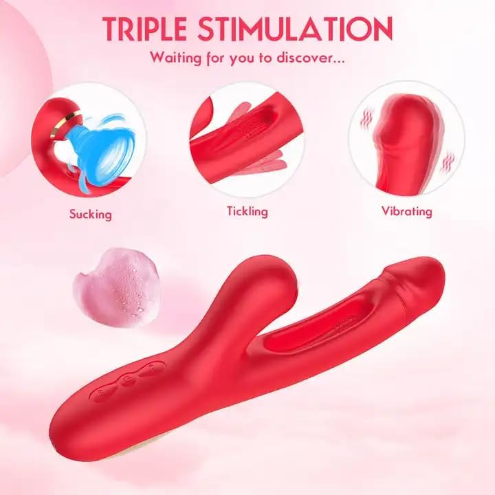 Multifunction Electric Vibrator Wand Adult Sex Toy for Women, 7 Vibration Frequencies with Suction and Tapping Functions, Soft Silicone and ABS, Water-Resistant, Under 60dB, Foreplay Use view 5