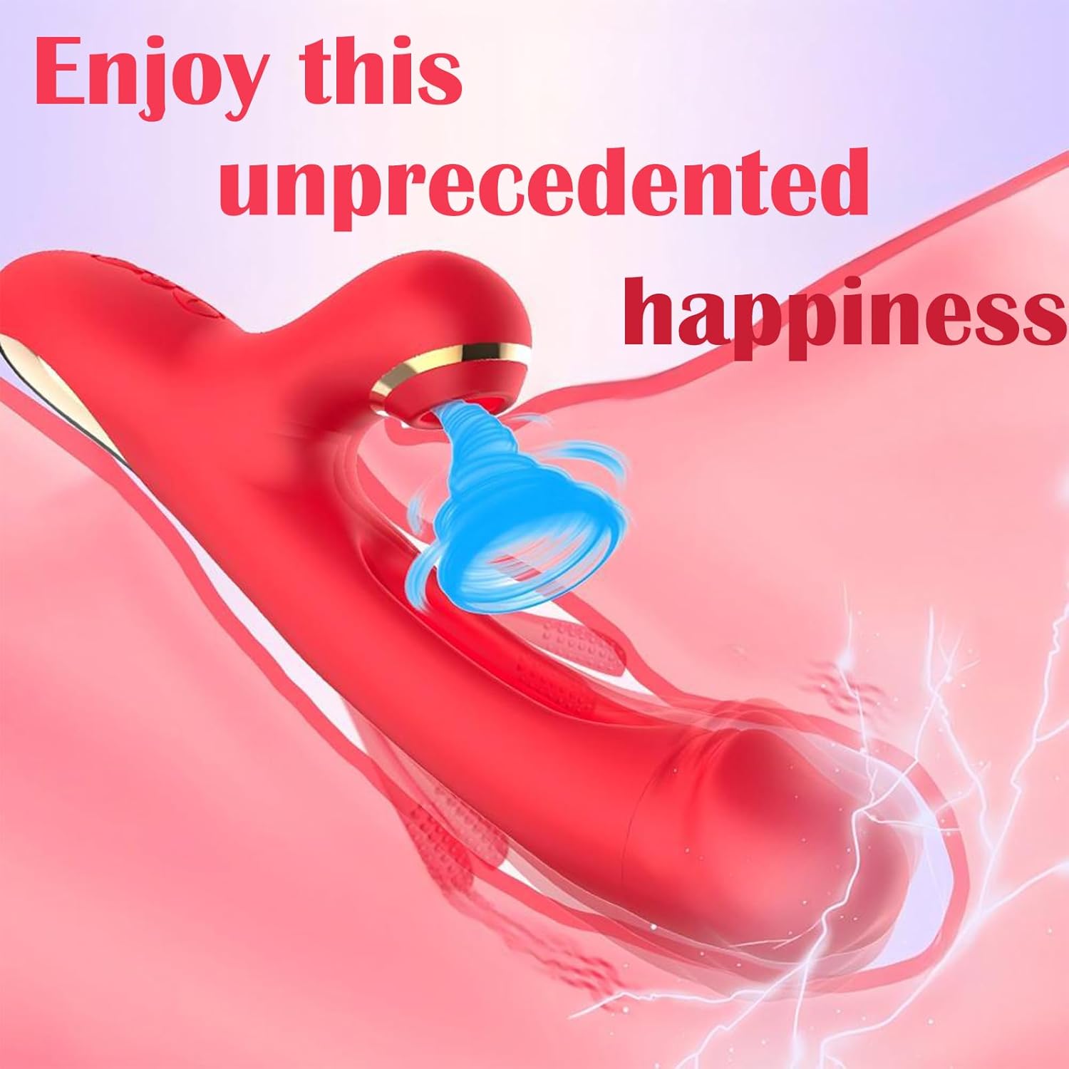 Multifunction Electric Vibrator Wand Adult Sex Toy for Women, 7 Vibration Frequencies with Suction and Tapping Functions, Soft Silicone and ABS, Water-Resistant, Under 60dB, Foreplay Use view 2