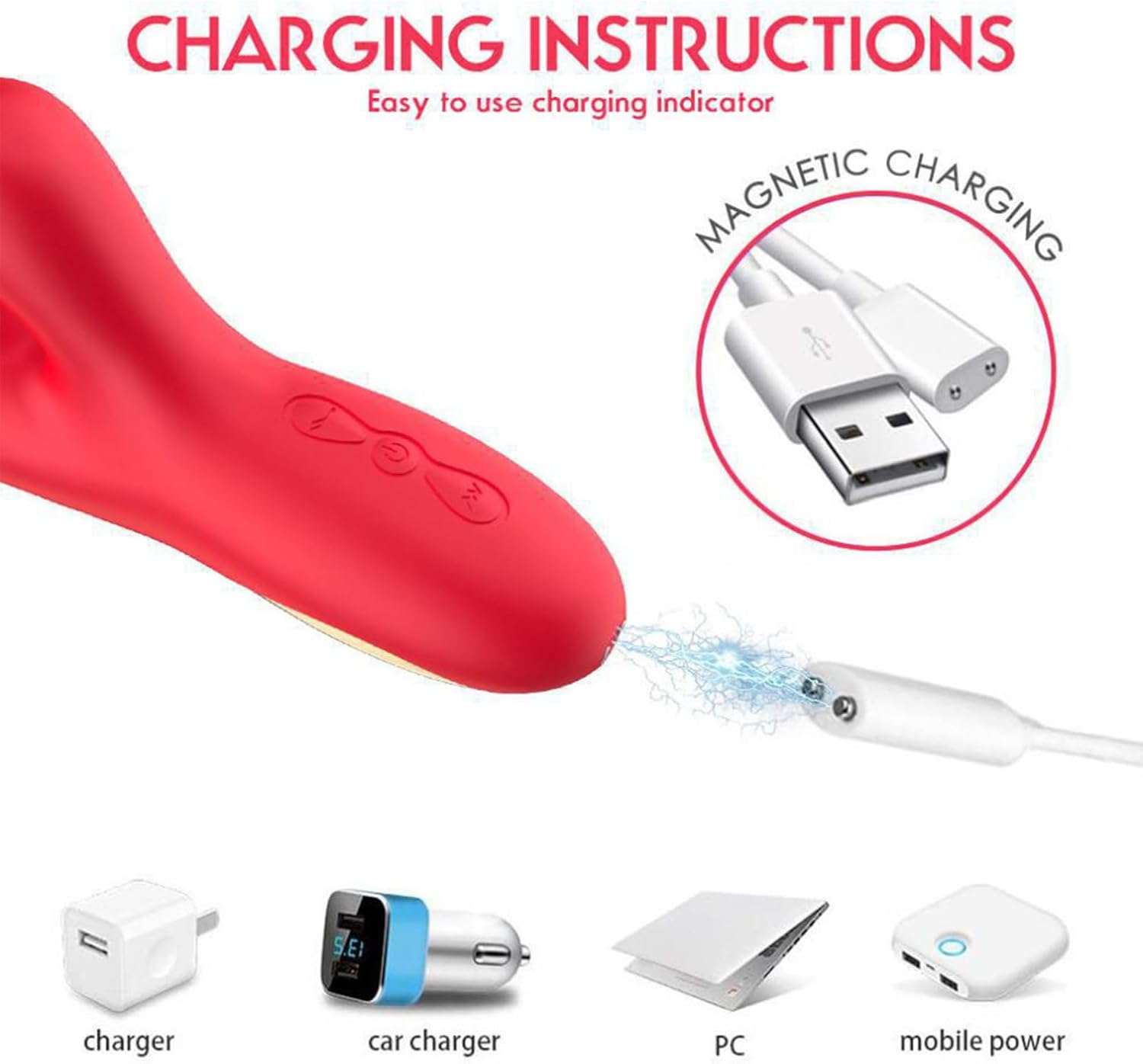Multifunction Electric Vibrator Wand Adult Sex Toy for Women, 7 Vibration Frequencies with Suction and Tapping Functions, Soft Silicone and ABS, Water-Resistant, Under 60dB, Foreplay Use view 8
