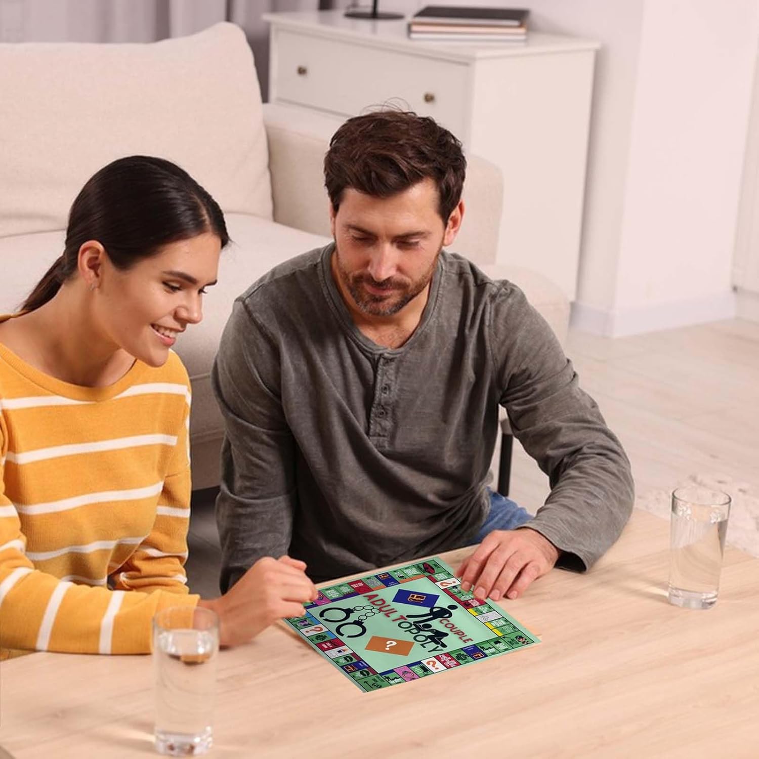 Adult Couples Sex Board Game Set, 50 x 50 cm Board with Dice and Playing Pieces, Roll-and-Move Sexual Position Challenge Game for Couples, Newlyweds, Date Night, Parties and Intimacy Play
