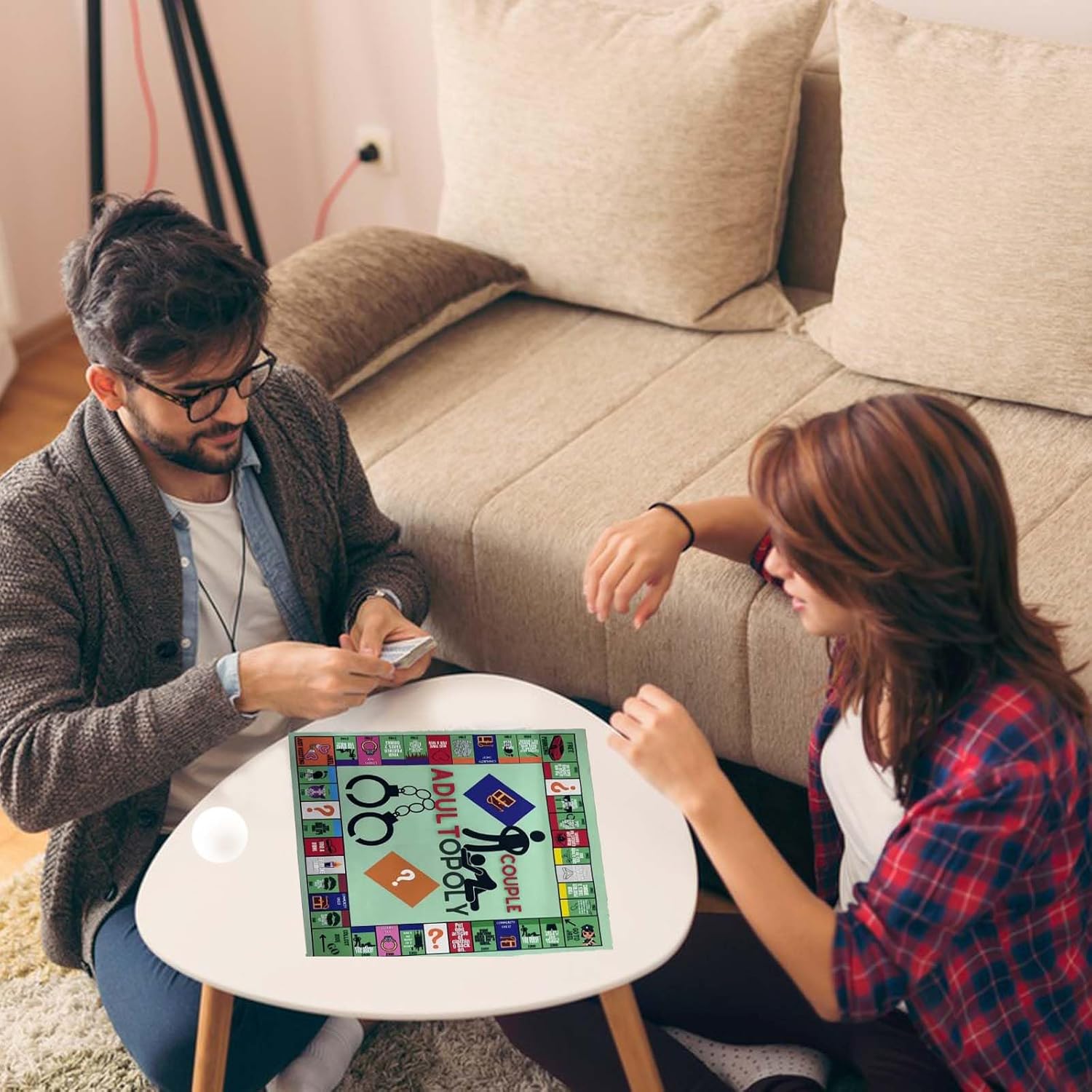 Adult Couples Sex Board Game Set, 50 x 50 cm Board with Dice and Playing Pieces, Roll-and-Move Sexual Position Challenge Game for Couples, Newlyweds, Date Night, Parties and Intimacy Play