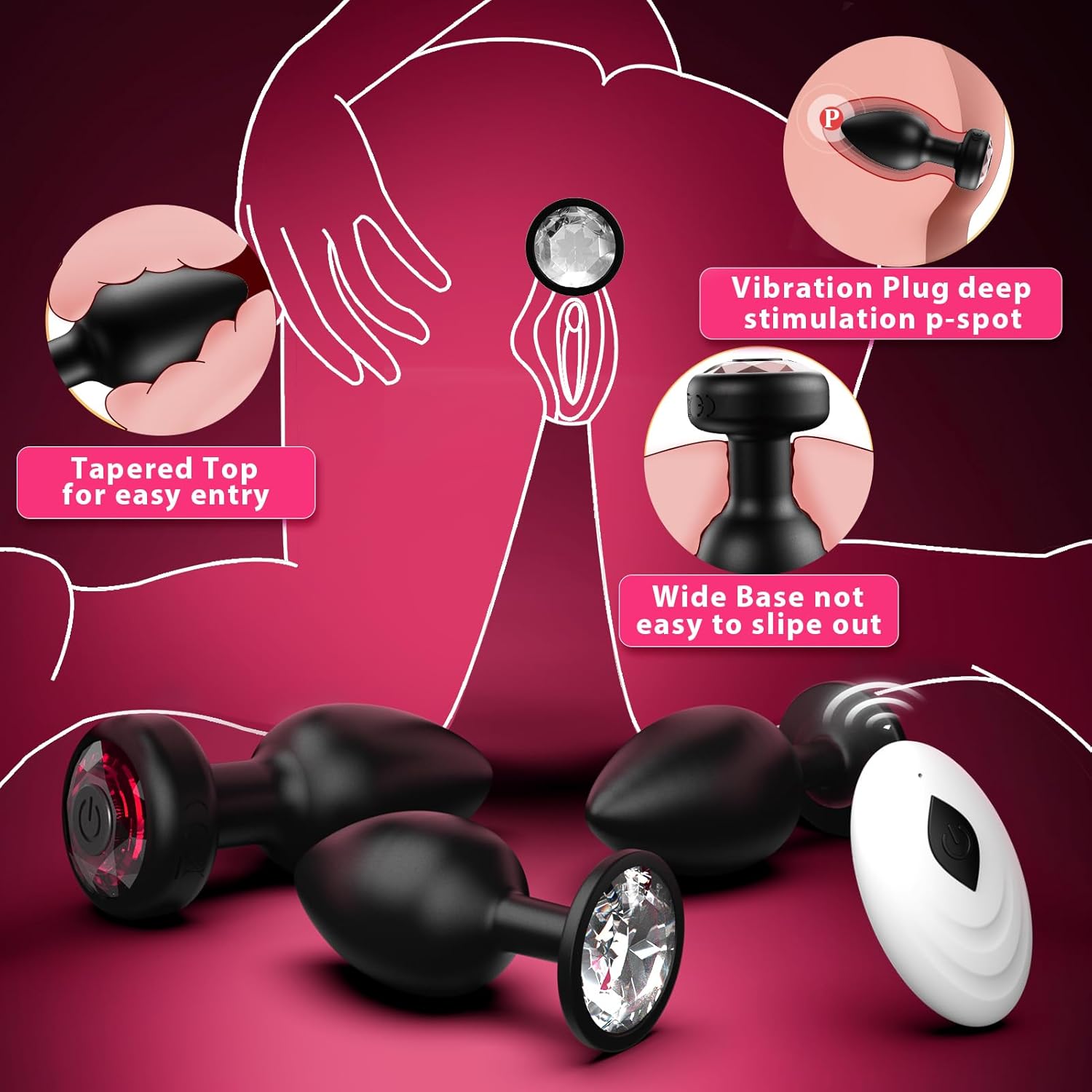 [Astante Living ] Smart Anal Plug Vibrator Wireless Remote Control Butt Plug Vibrating Male Prostate Massage Waterproof Rechargeable Silicone Adult Sex Toy for Men Women Couples
