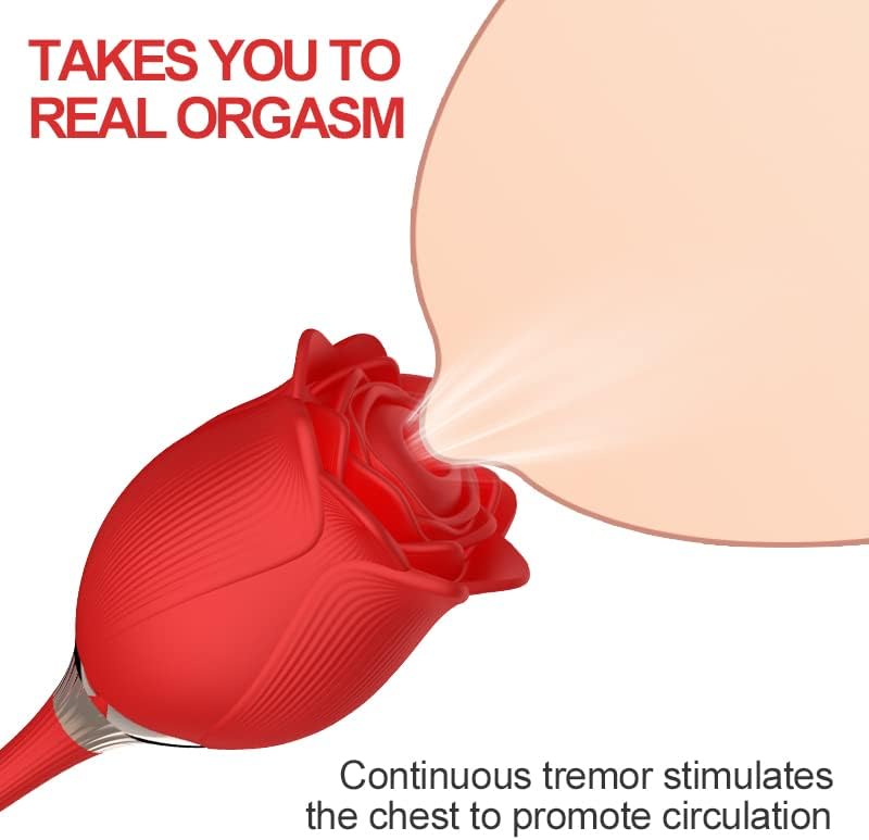 Rose Tongue-Licking Suction Vibrator, Retractable Rose-Shaped Electric Sex Toy with Upper Clitoral Suction and Lower Vibration, Nipple and Anal Stimulator, Red Gift for Women and Couples