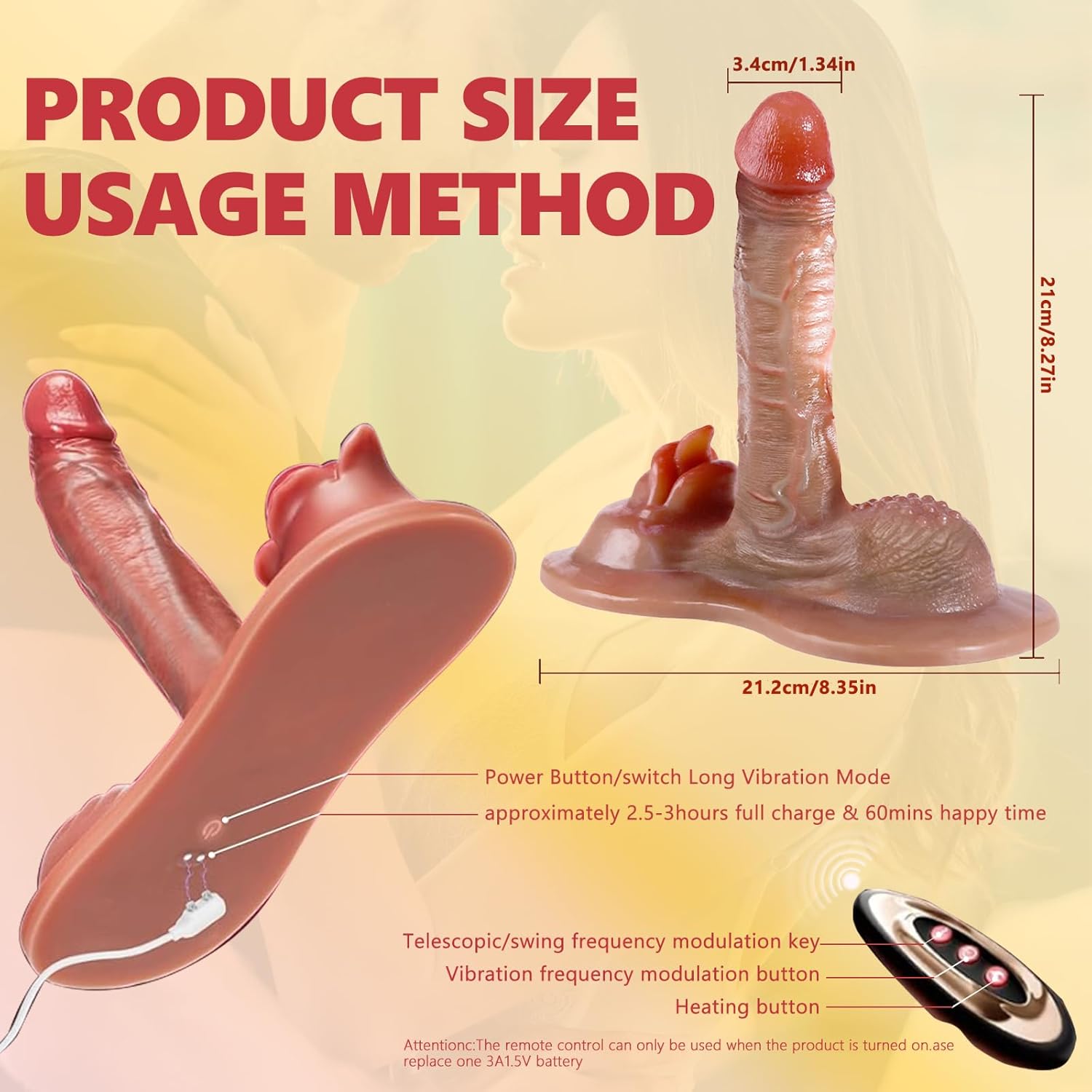 Realistic Silicone Dildo Sex Toy, Automatic Retractable Thrusting with High-Speed Pounding and Double-Tongue Licking, Soft Flesh-Like Texture, Adult Sex Toy Gift for Women and Couples view 5