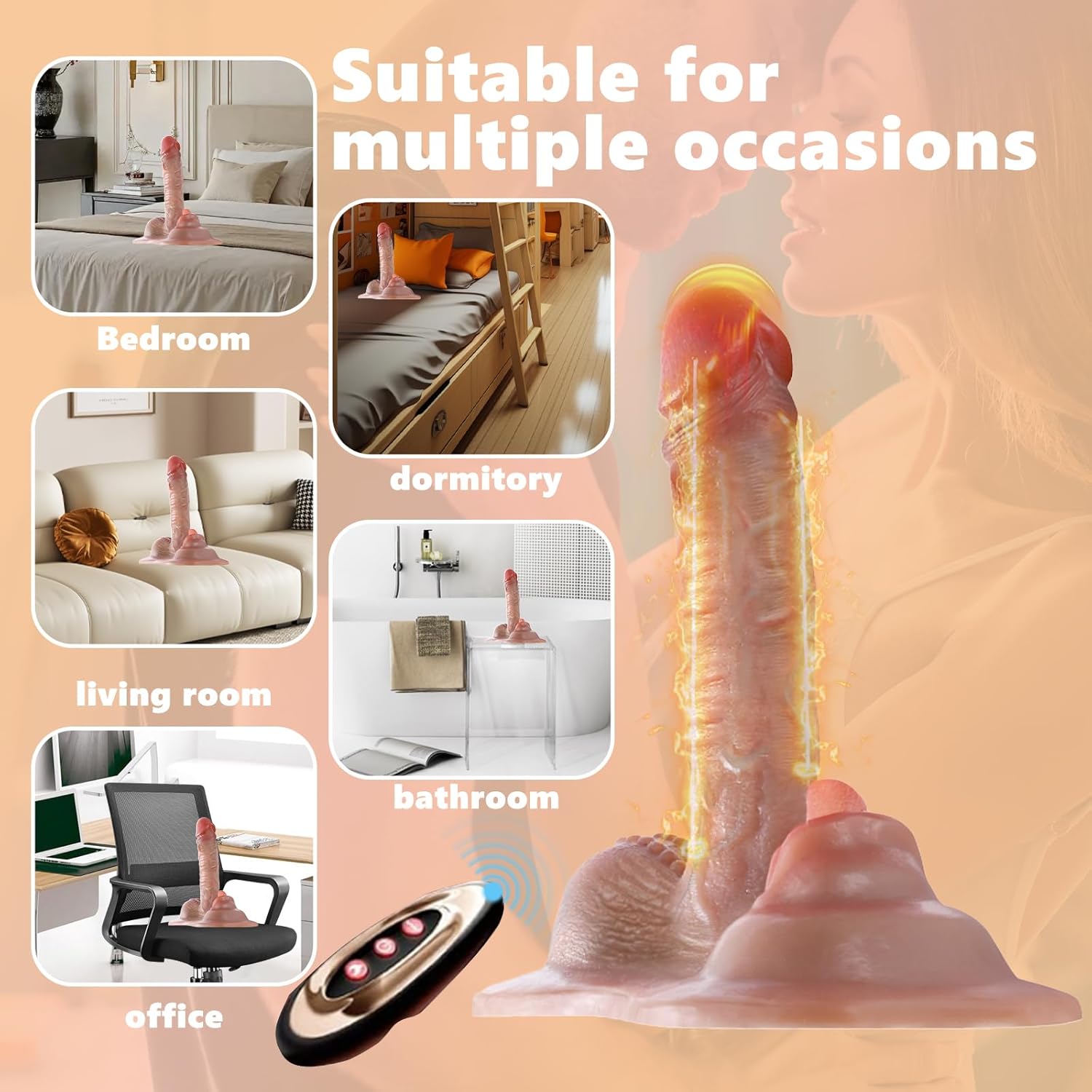 Realistic Silicone Dildo Sex Toy, Automatic Retractable Thrusting with High-Speed Pounding and Double-Tongue Licking, Soft Flesh-Like Texture, Adult Sex Toy Gift for Women and Couples view 2