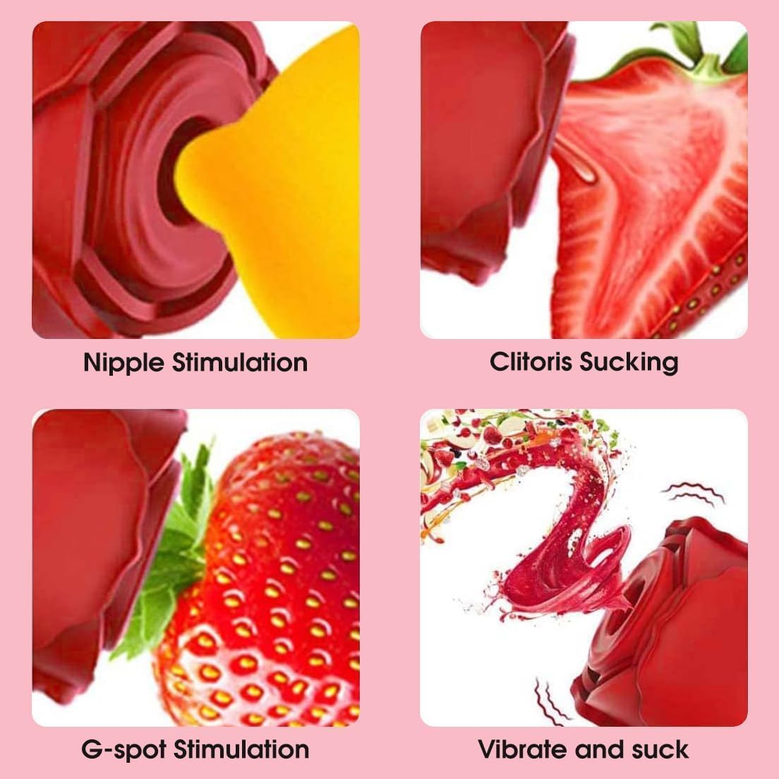 [Astante Living ]Women Rose Clitoris Sucking Vibrator Nipples Sucker Oral Stimulator Powerful Waterproof Rechargeable Adult Compact Foreplay Sex Toy Mini Massager Gift For Girlfriend Wife