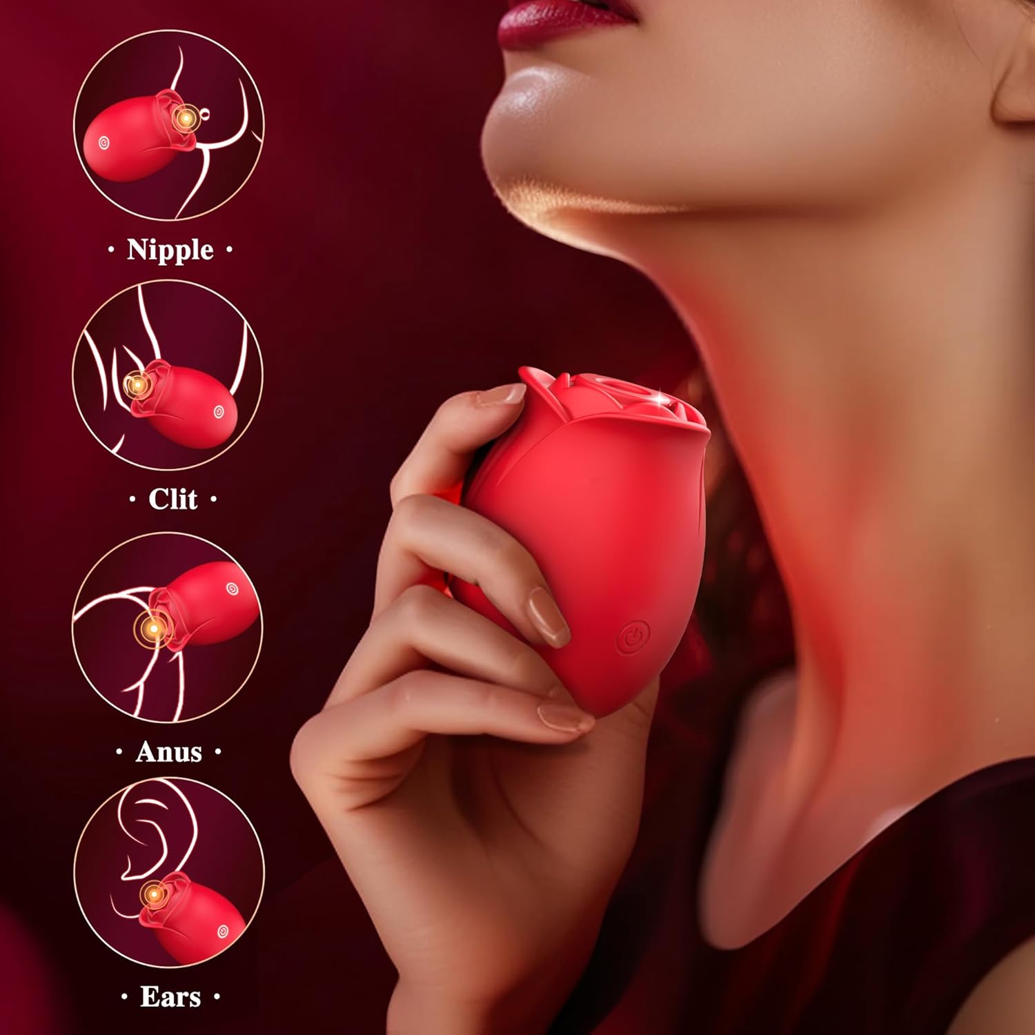 [Astante Living ]Women Rose Clitoris Sucking Vibrator Nipples Sucker Oral Stimulator Powerful Waterproof Rechargeable Adult Compact Foreplay Sex Toy Mini Massager Gift For Girlfriend Wife