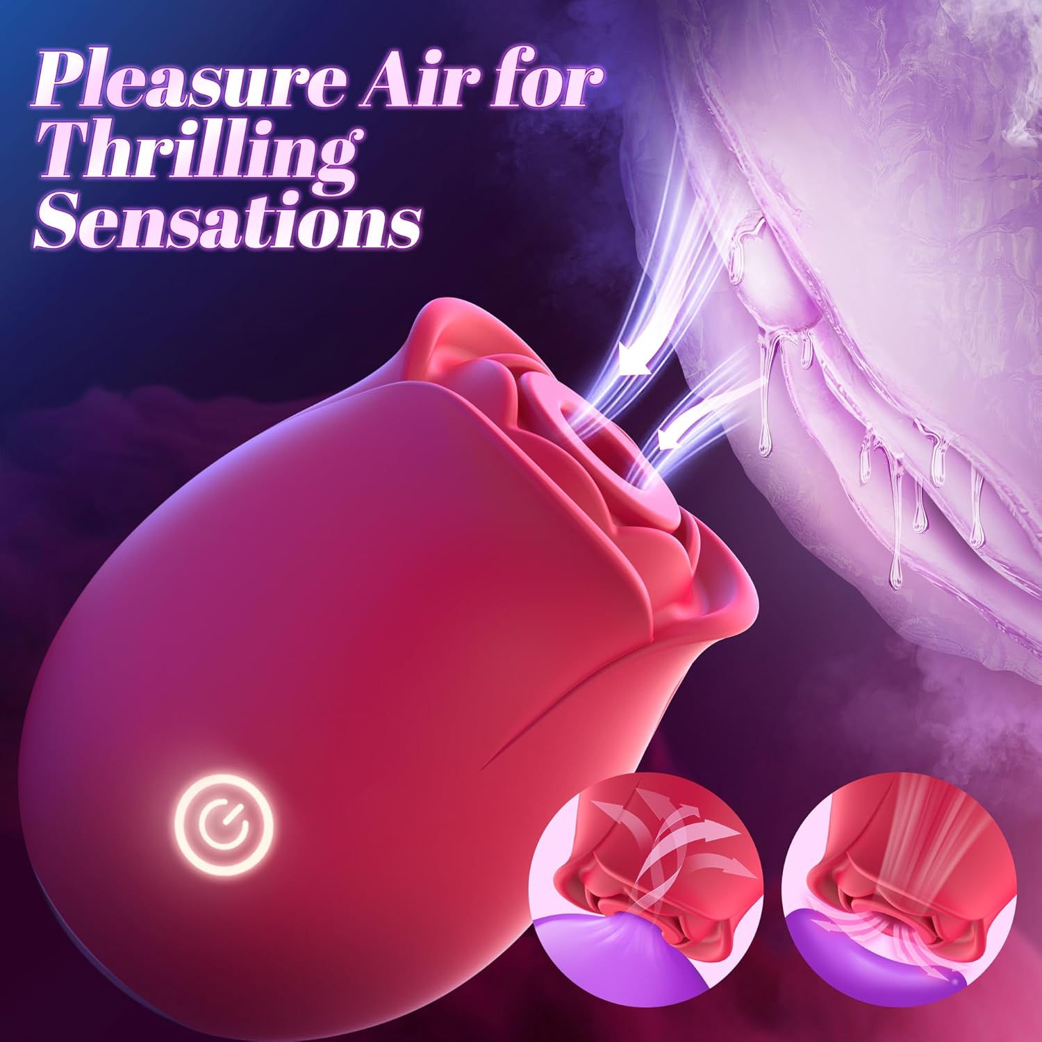 [Astante Living ]Women Rose Clitoris Sucking Vibrator Nipples Sucker Oral Stimulator Powerful Waterproof Rechargeable Adult Compact Foreplay Sex Toy Mini Massager Gift For Girlfriend Wife