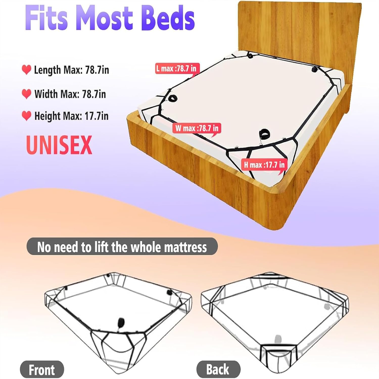 [Astante Living] BDSM Bed Restraints Sex Game Bondage Kits Couple SM Fetish Gear Adult Toy with Adjustable Hands Ankle Wrist Cuffs Tickler Soft Strap Sex Toys for Women Couples