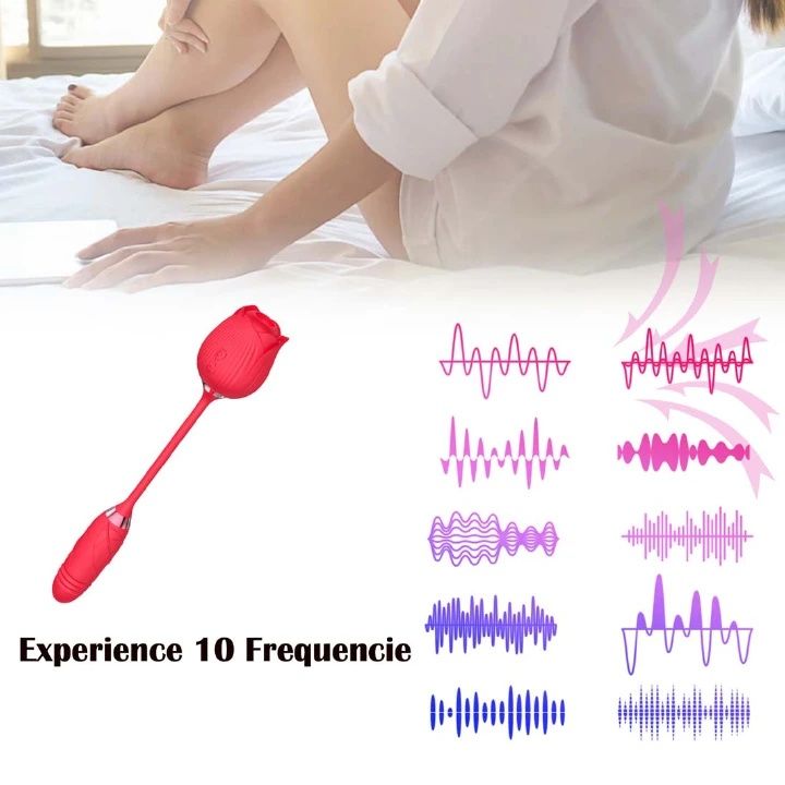 Rose Tongue-Licking Suction Vibrator, Retractable Rose-Shaped Electric Sex Toy with Upper Clitoral Suction and Lower Vibration, Nipple and Anal Stimulator, Red Gift for Women and Couples