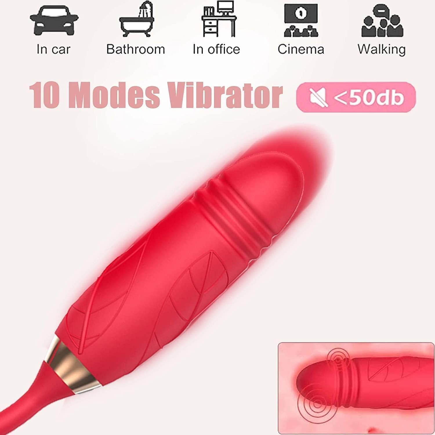 Rose Toy Vibrator Thrusting G Spot Dildo Clitoral Licking Stimulator Anal Plug Oral Tongue Adult Teasing Sex Toys for Women Couple Masturbation Female and Couples