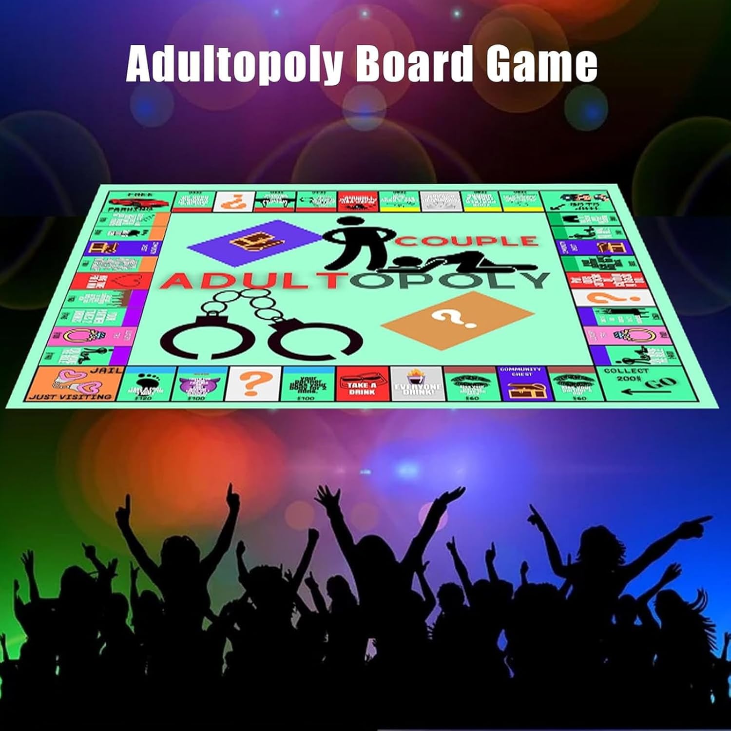 Adult Couples Sex Board Game Set, 50 x 50 cm Board with Dice and Playing Pieces, Roll-and-Move Sexual Position Challenge Game for Couples, Newlyweds, Date Night, Parties and Intimacy Play
