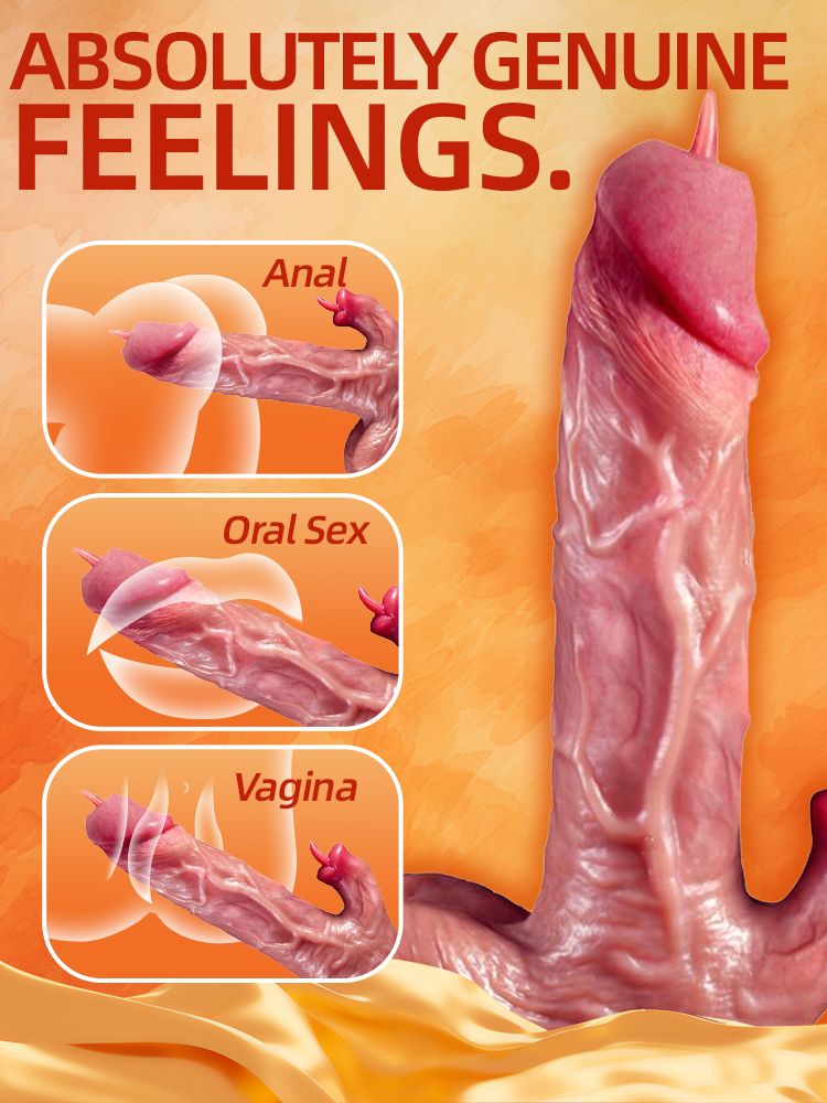 Electric Double-Tongue Dildo Vibrator, G-Spot Adult Sex Toy with Dual Tongue Vibrating Suction Stimulation, Realistic Texture and Touch, Multi-Stimulation Sex Toy for Women and Couples