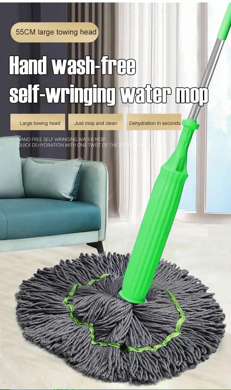 2-in-1 Dehydrated Bamboo Fibre Mop – Wet & Dry Floor Cleaning with Self-Drying Mechanism – Durable, Reusable Mop for Tiles, Wood, Laminate & Hard Floors – Lightweight & Efficient Design