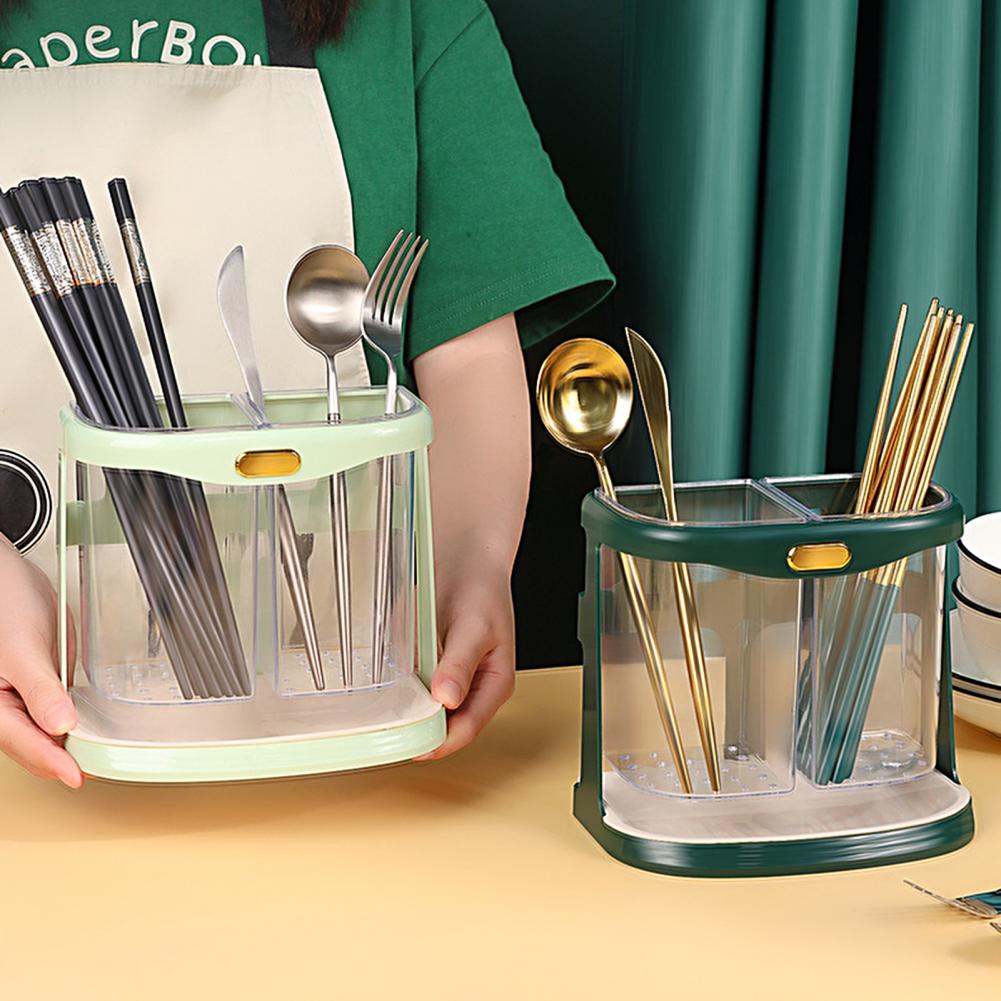 Double Grid Wall-Mounted Cutlery Organizer – Transparent PP Utensil Holder with Drain Holes & Removable Tray – Space-Saving, Easy-Clean Kitchen Storage Rack for Forks, Spoons & Knives