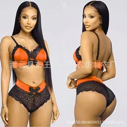Summer Sexy Seamless Lingerie Sets Women Lace Bowknot Push Up Bra And Panty Set Sexy Hot Erotic Crop Top Underwear &