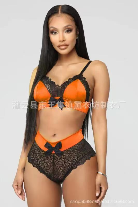 Summer Sexy Seamless Lingerie Sets Women Lace Bowknot Push Up Bra And Panty Set Sexy Hot Erotic Crop Top Underwear &