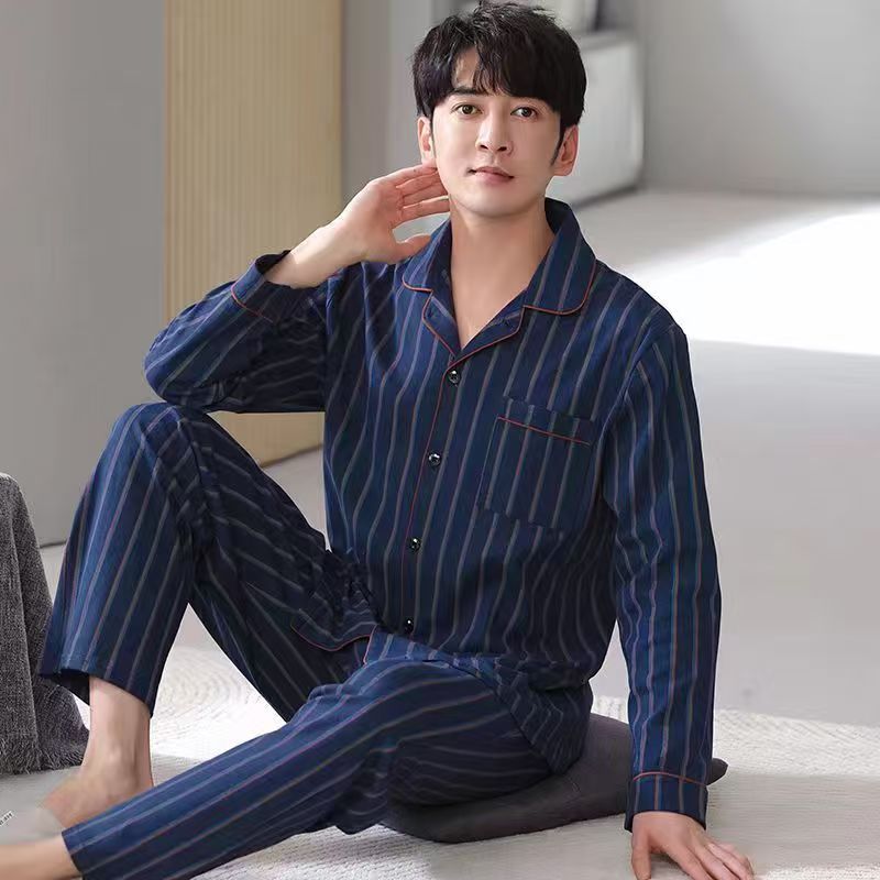 Men’S Thermal Pajamas Sets With Buttons Casual Long Sleeve Long Pants Housewear Suit Winter Autumn Checkered Pattern Sleepwear
