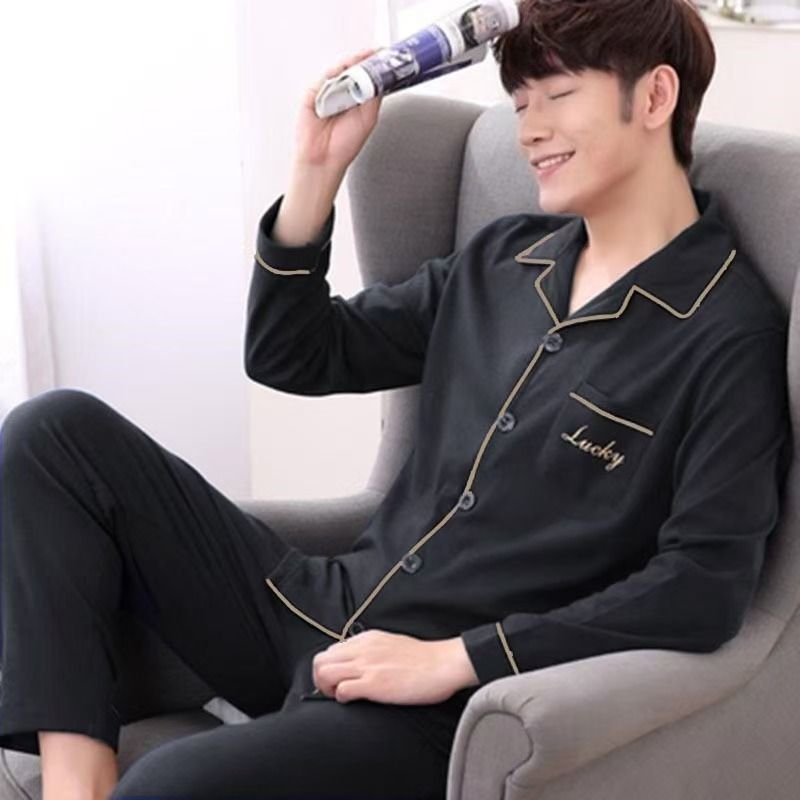 Men’S Thermal Pajamas Sets With Buttons Casual Long Sleeve Long Pants Housewear Suit Winter Autumn Checkered Pattern Sleepwear