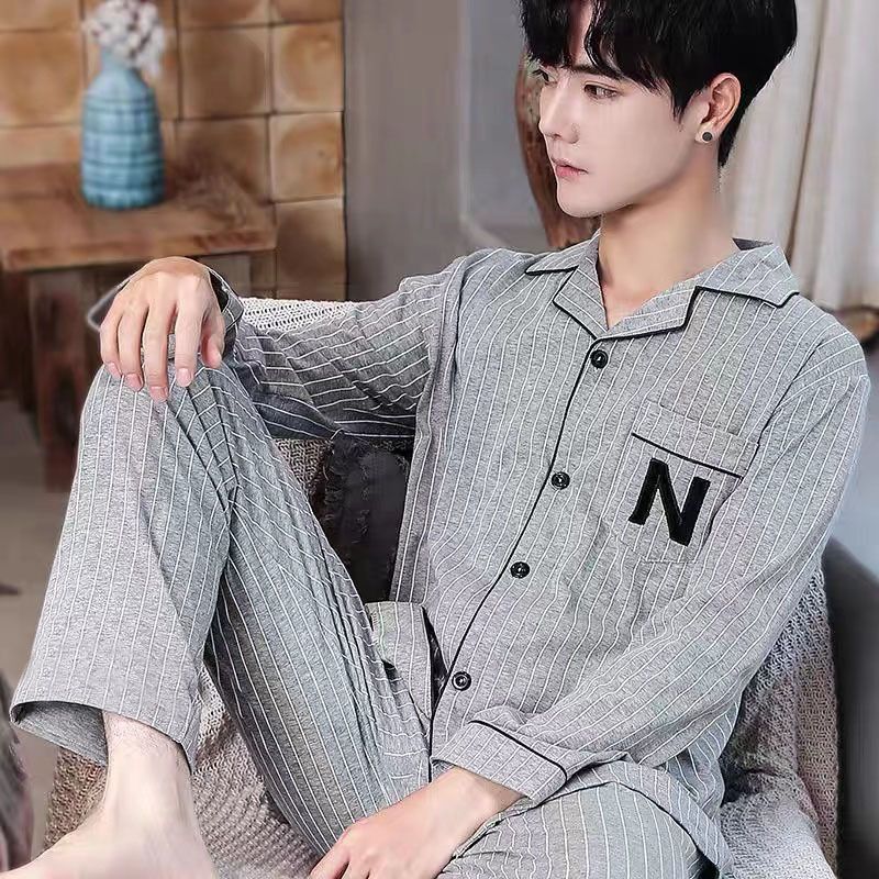 Men’S Thermal Pajamas Sets With Buttons Casual Long Sleeve Long Pants Housewear Suit Winter Autumn Checkered Pattern Sleepwear