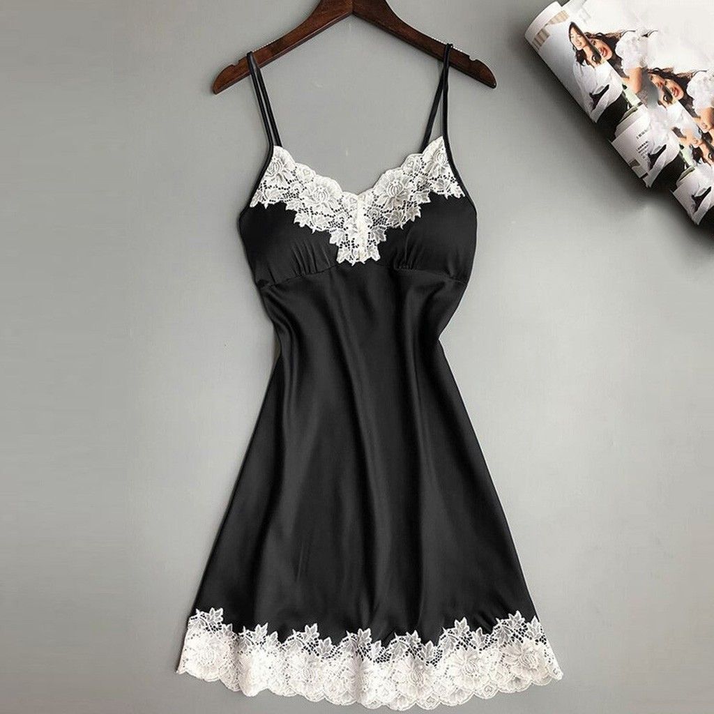 Sexy Ladies Lace pajamas Backless Strap Solid Color Sleepwear Women Babydoll Sleep Tops  Women Clothing
