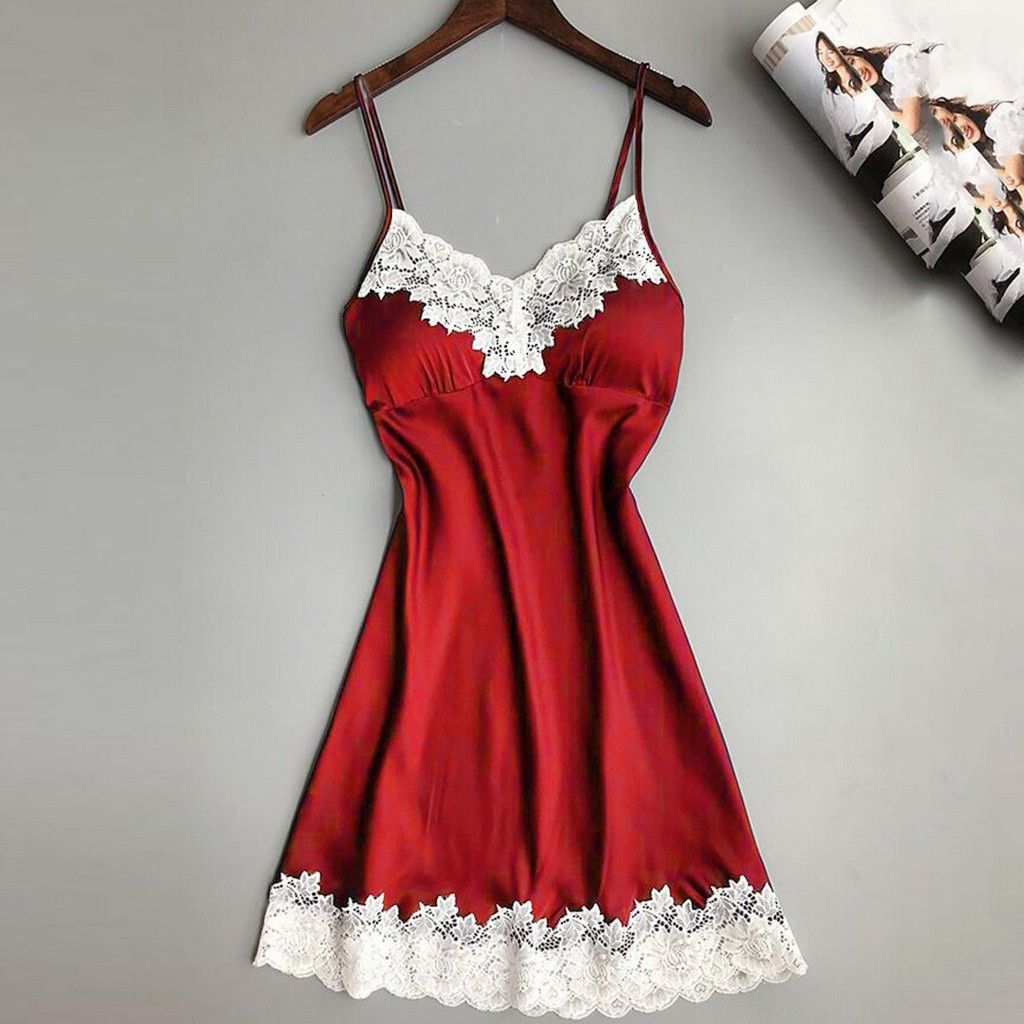 Sexy Ladies Lace pajamas Backless Strap Solid Color Sleepwear Women Babydoll Sleep Tops  Women Clothing