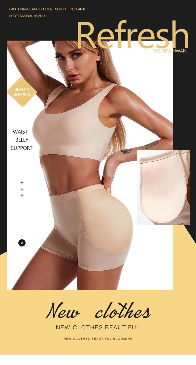 Women Low Waist Underwear Sponge Pads Body Shapers Hips Up Belly Slim Fake Ass Pants Padded Shapewear Panties Hip Pads Plus Size