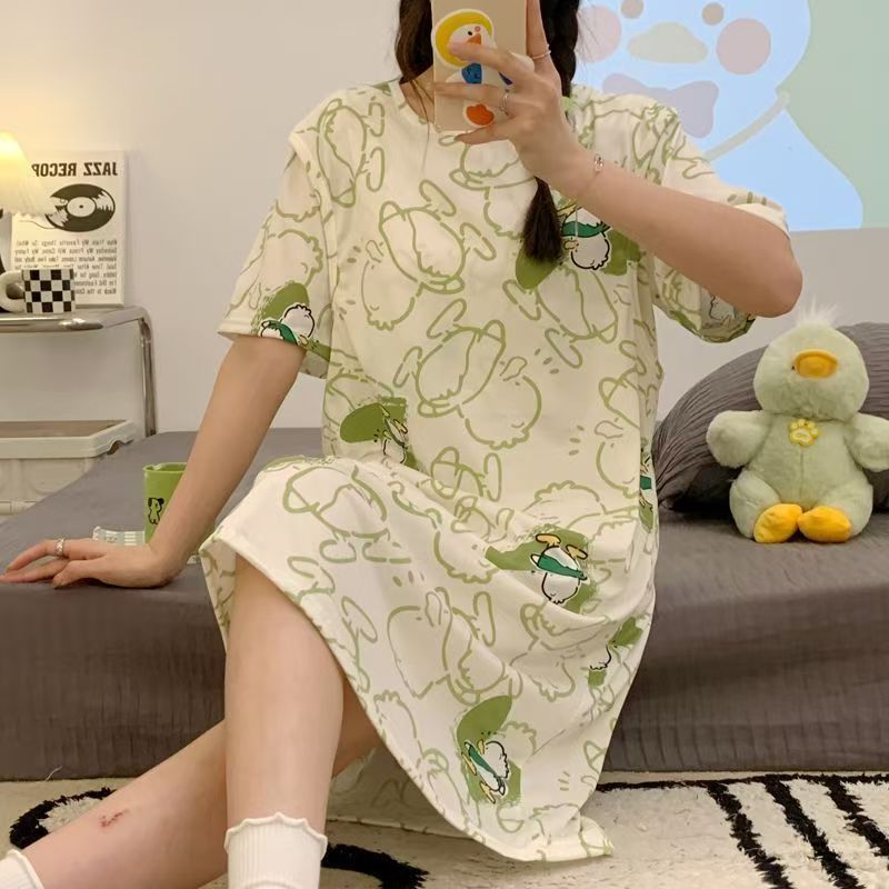 Pregnant women's dresses, pajamas, summer women's breastfeeding clothes, postpartum baby clothes, thin maternity pajamas