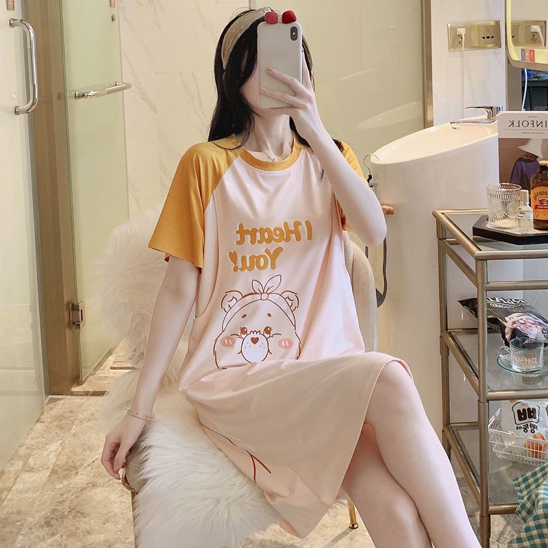 Pregnant women's dresses, pajamas, summer women's breastfeeding clothes, postpartum baby clothes, thin maternity pajamas