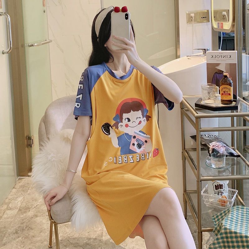 Pregnant women's dresses, pajamas, summer women's breastfeeding clothes, postpartum baby clothes, thin maternity pajamas