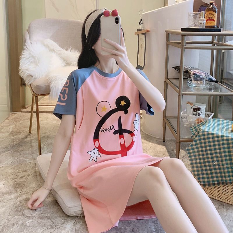 Pregnant women's dresses, pajamas, summer women's breastfeeding clothes, postpartum baby clothes, thin maternity pajamas