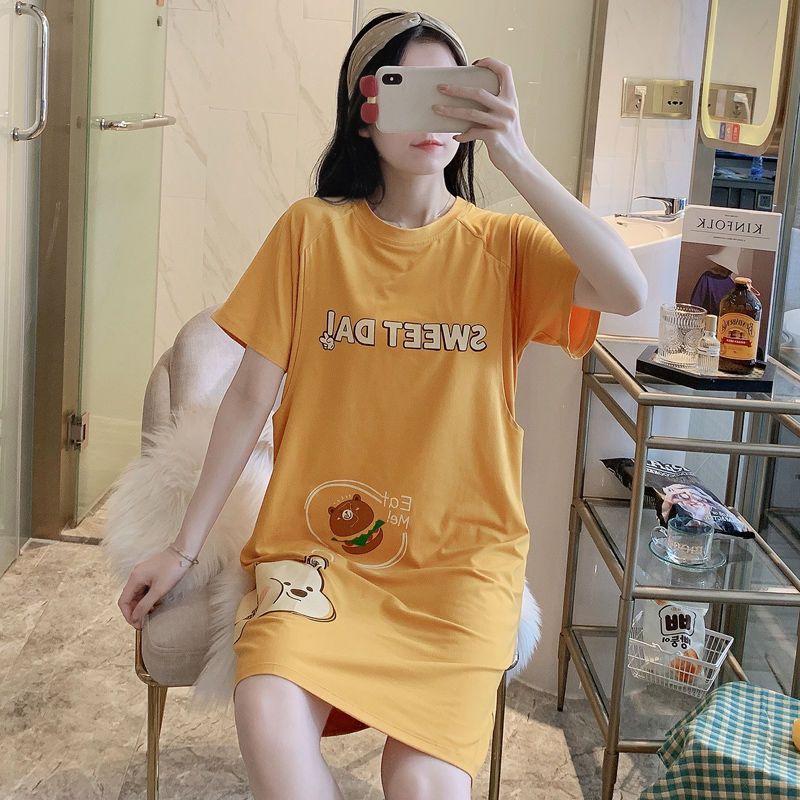 Pregnant women's dresses, pajamas, summer women's breastfeeding clothes, postpartum baby clothes, thin maternity pajamas
