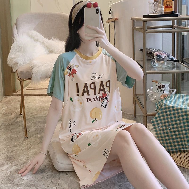 Pregnant women's dresses, pajamas, summer women's breastfeeding clothes, postpartum baby clothes, thin maternity pajamas