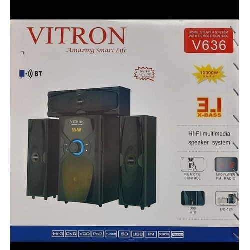 Vitron V-636  10000W 3.1CH AMAZING HOMETHEATRE SPEAKER SYSTEM + 1 YEAR FREE WARRANT AND DELIVERY TO YOUR DOORSTEP