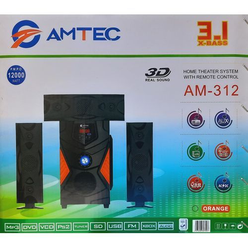 AMTEC AM-312  12000W 3.1CH AMAZING HOMETHEATRE SPEAKER SYSTEM + 1 YEAR FREE WARRANT AND DELIVERY TO YOUR DOORSTEP