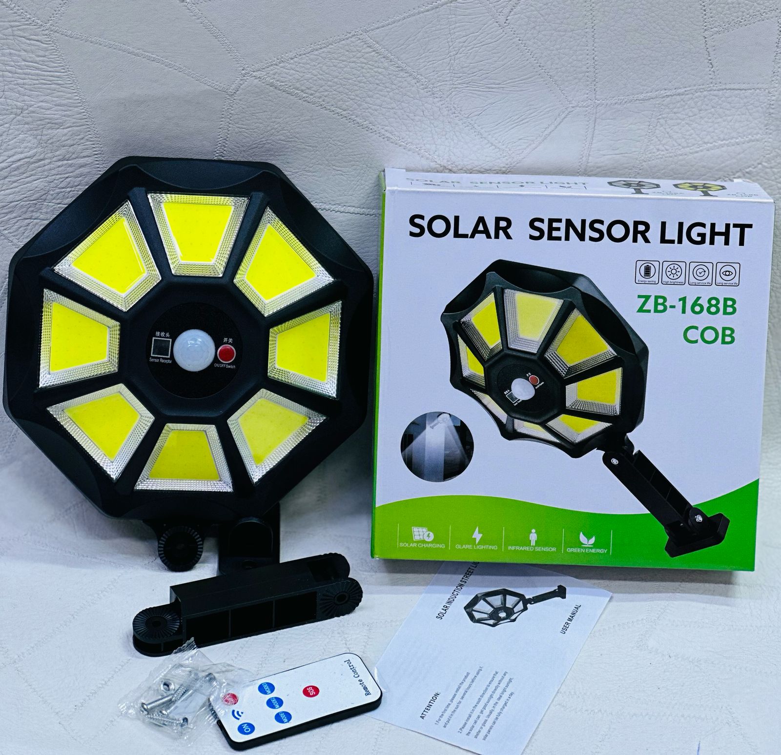 🎇Solar One Sensor Flood Waterproof-ZB 168B,For Outdoor Lighting🎇[Perfect internal design of solar security lights] -Outdoor solar street lights are equipped with 168 super bright LED lamp beads, 180