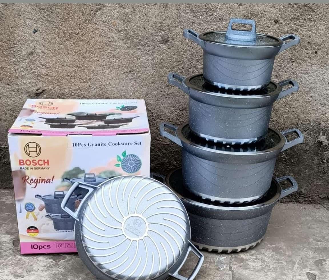 LIMITED OFFER🦋Regina 10pcs Heavy Granite Nonstick Cooking Pots Sufuria Set🎀suitable for cooking on most types of hobs cookers. Stockpot sizes: 20cm (2L) , 24cm (4L), 28cm (6L), 3