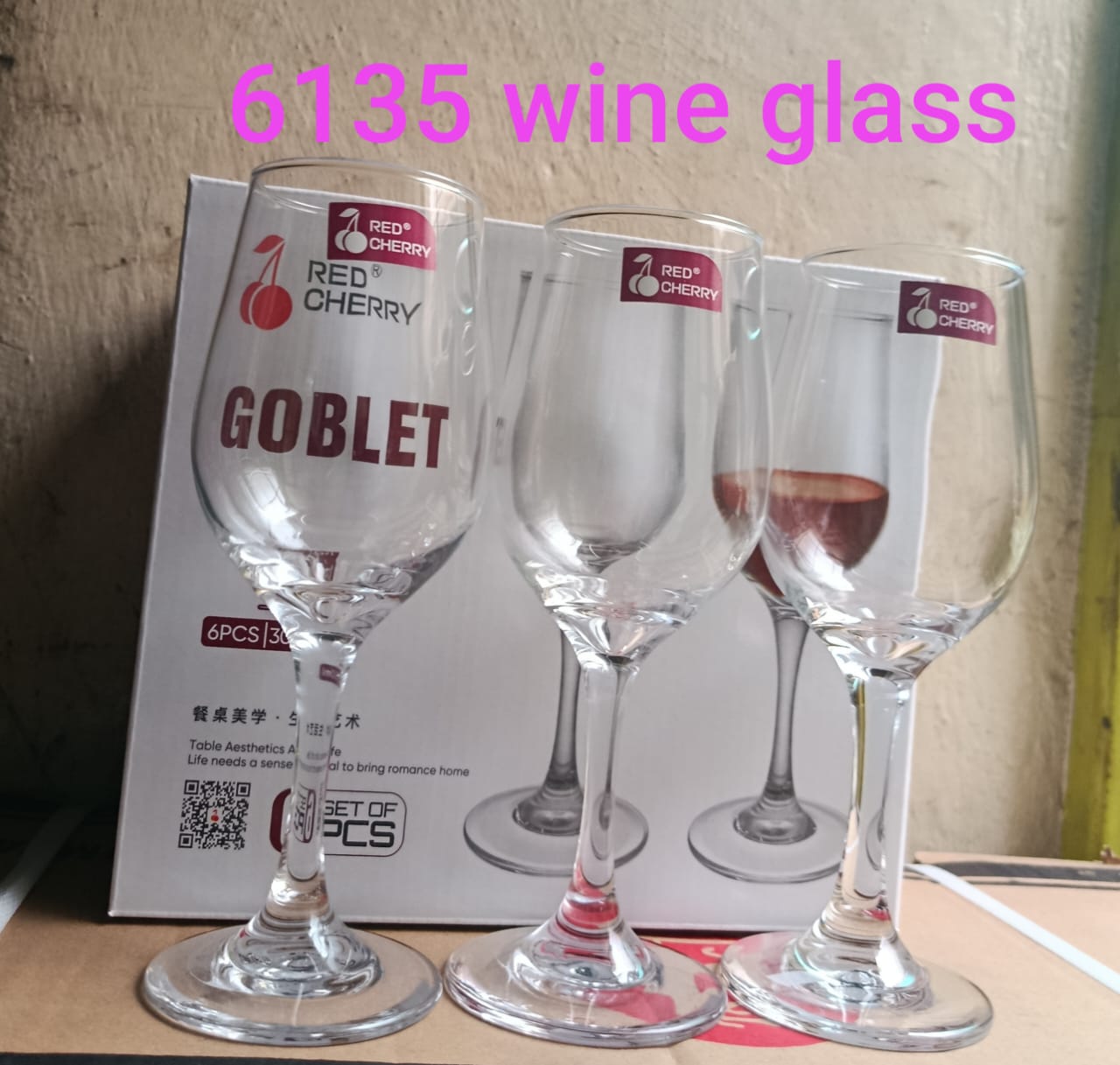 WINE GLASSES. Classic Wine Glasses, 300ml, Set of 6 - Elegant Crystal Glassware for Red Wine, Everyday Use, Dishwasher Safe, Perfect for Home, Parties, and Gifts