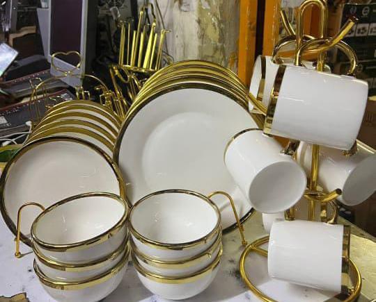 DINNER SET. 24pc Golden Ring White Dinner Set, durable provided you handle with care,  beautiful and luxurious dinner set and you will enjoy your meal.