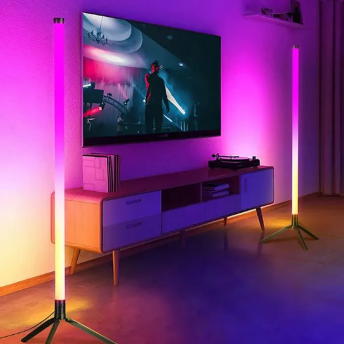 LED RGB 110CM Lighting Corner Lamp with App Bluetooth and Remote Control, Modern Standing Lamp with Music Sync
