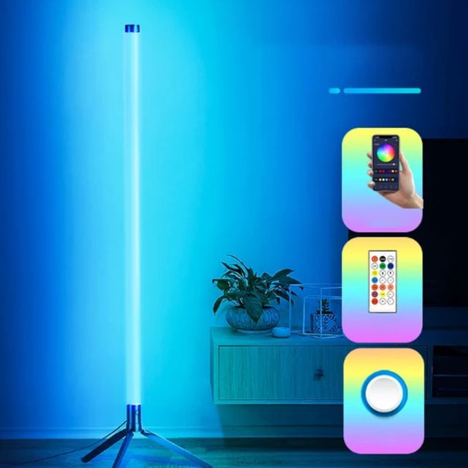 LED RGB 110CM Lighting Corner Lamp with App Bluetooth and Remote Control, Modern Standing Lamp with Music Sync