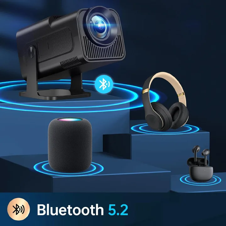 Android HY320 Mini Portable Projector 4K 300 ANSI with WiFi and Bluetooth, Native 1080P Smart Projector with Android 11, Support WiFi 6 BT5.0 Auto Keystone Correction Upgrade from HY300 Projector