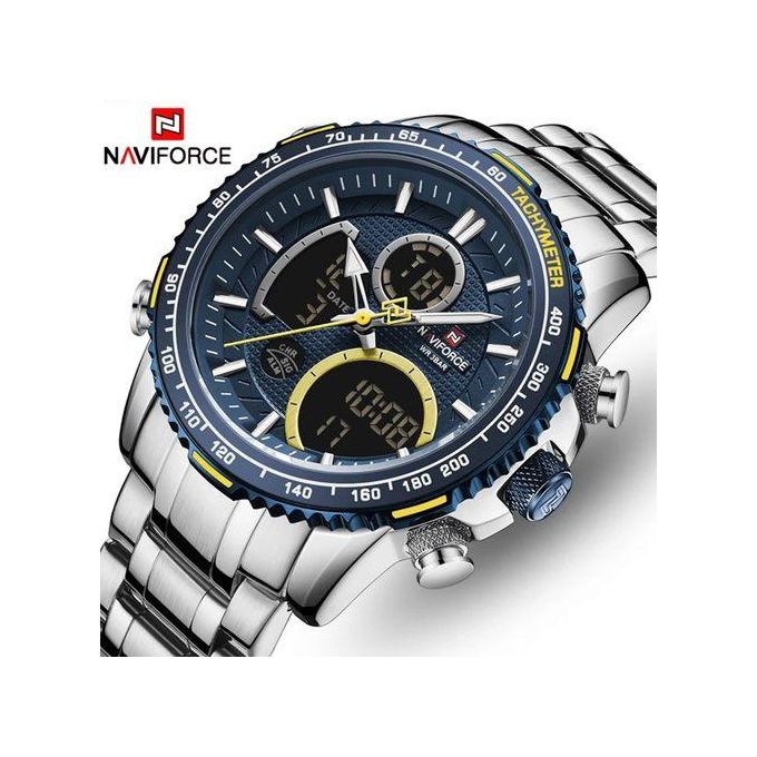 Naviforce Watch Men's Digital Analogue 30M Water Resist Watch Dual Display Sport Chronograph Quartz Watches Casual Steel Business