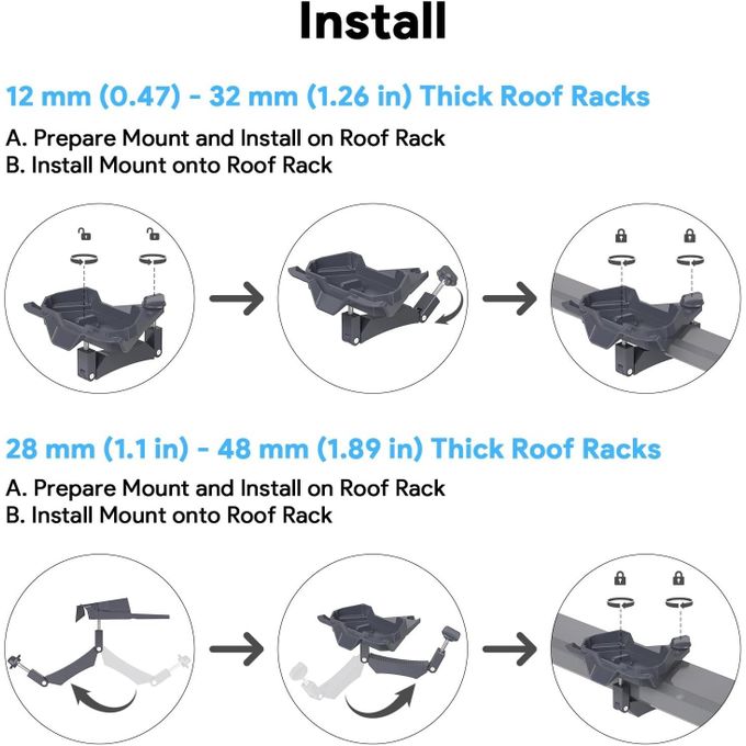 Starlink Mini CAR Roof Rack Mount for StarlinkMini Standard Pole RV, Caravans, Portable Stainless Aluminum Alloy Travel Mount for Accessories StarlinkMini Dishy