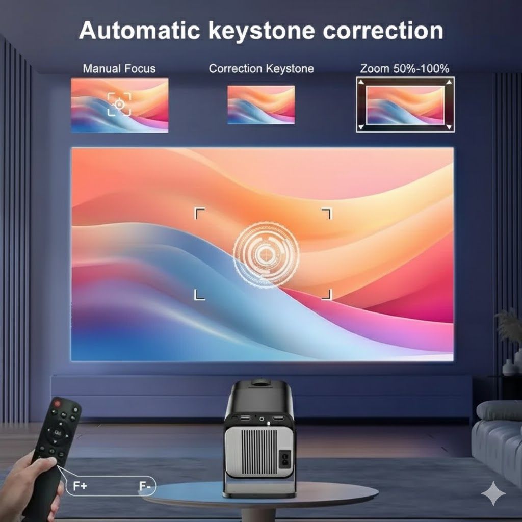 Android HY320 Mini Portable Projector 4K 300 ANSI with WiFi and Bluetooth, Native 1080P Smart Projector with Android 11, Support WiFi 6 BT5.0 Auto Keystone Correction Upgrade from HY300 Projector