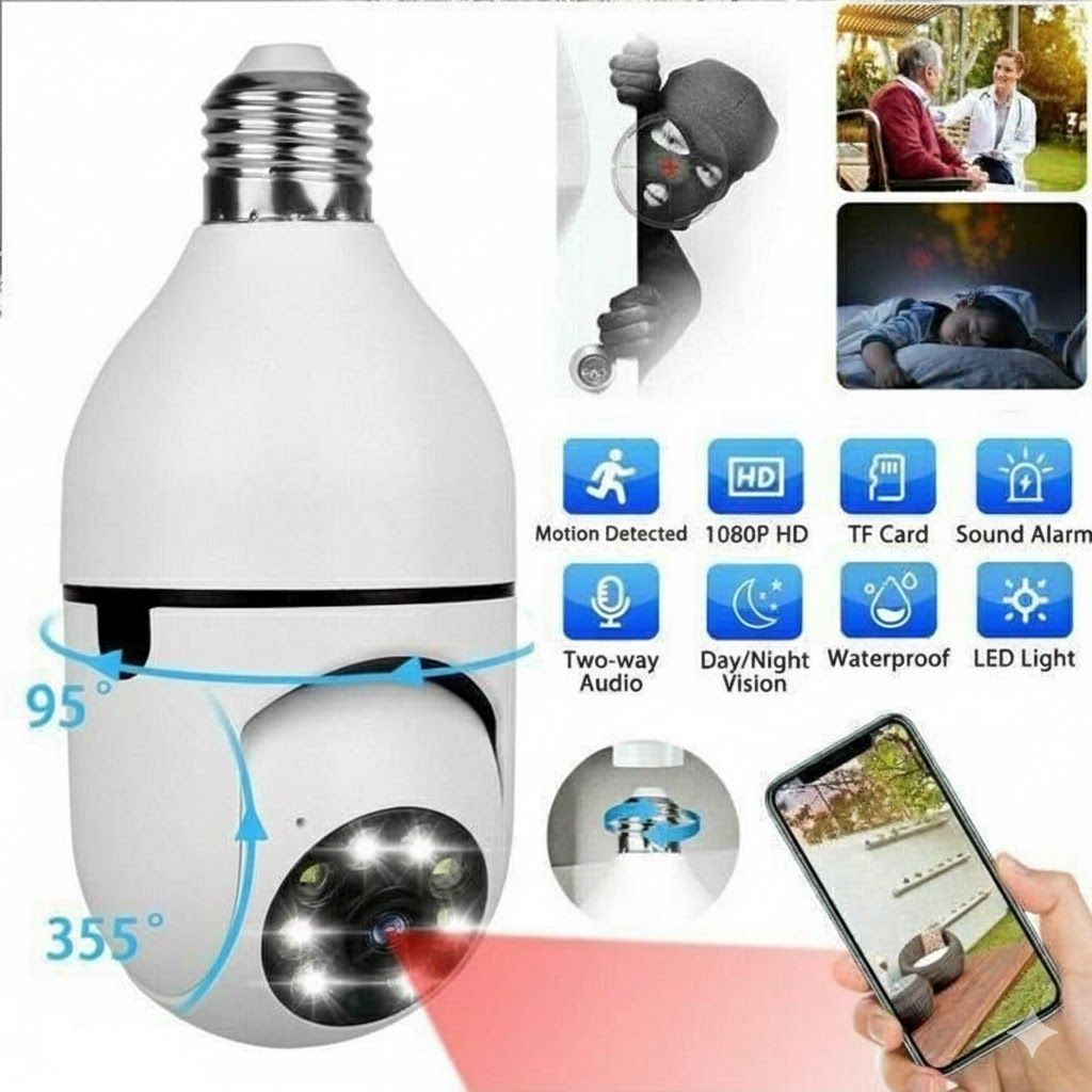 360° Panoramic 1080P IP E27 Smart Home Wifi / Wi-Fi PTZ Wireless Outdoor / Indoor Light Bulb Security HD IR Night Vision Home CCTV Surveillance Camera