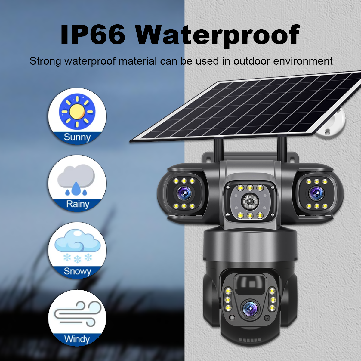 V380 PRO Wireless Solar Light Outdoor Powered 4G 3LENS AI Human Night Vision Motion Tracking Waterproof PTZ Security CCTV Surveillance LED Street Camera