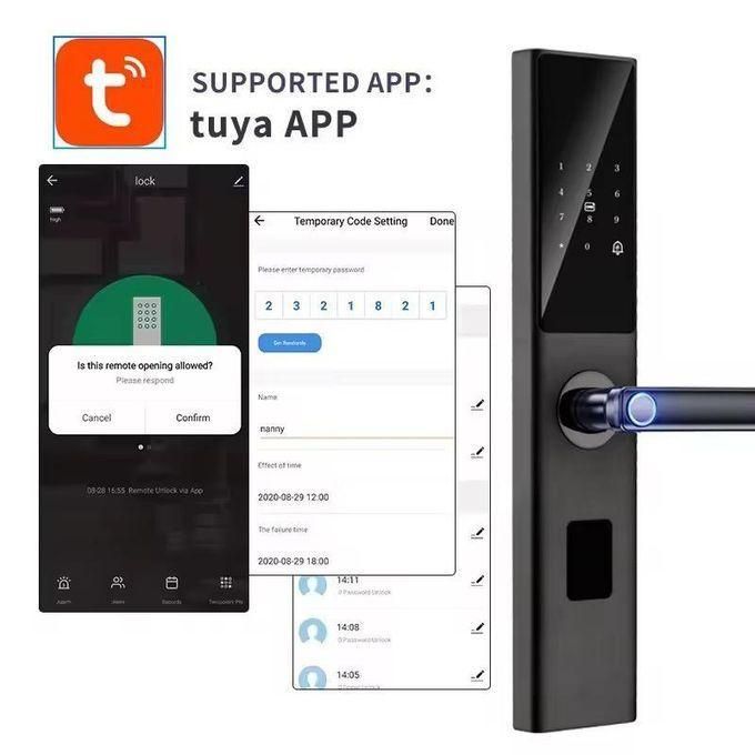 Tuya Wifi Electronic Smart lock With Doorbell Fingerprint Card Keys Password Remote Control Passcode Biometrics Recognition Smartphone app Safety Security locks Airbnb Hotel Home Apartment Door Lock