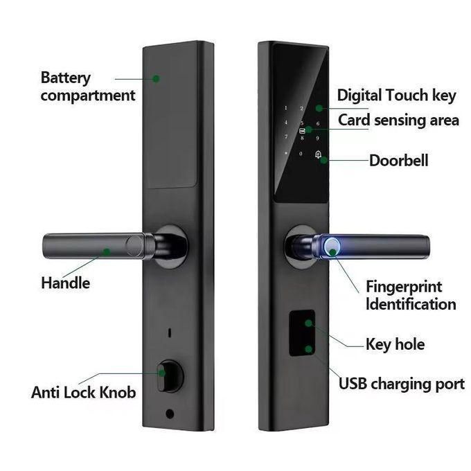 Tuya Wifi Electronic Smart lock With Doorbell Fingerprint Card Keys Password Remote Control Passcode Biometrics Recognition Smartphone app Safety Security locks Airbnb Hotel Home Apartment Door Lock