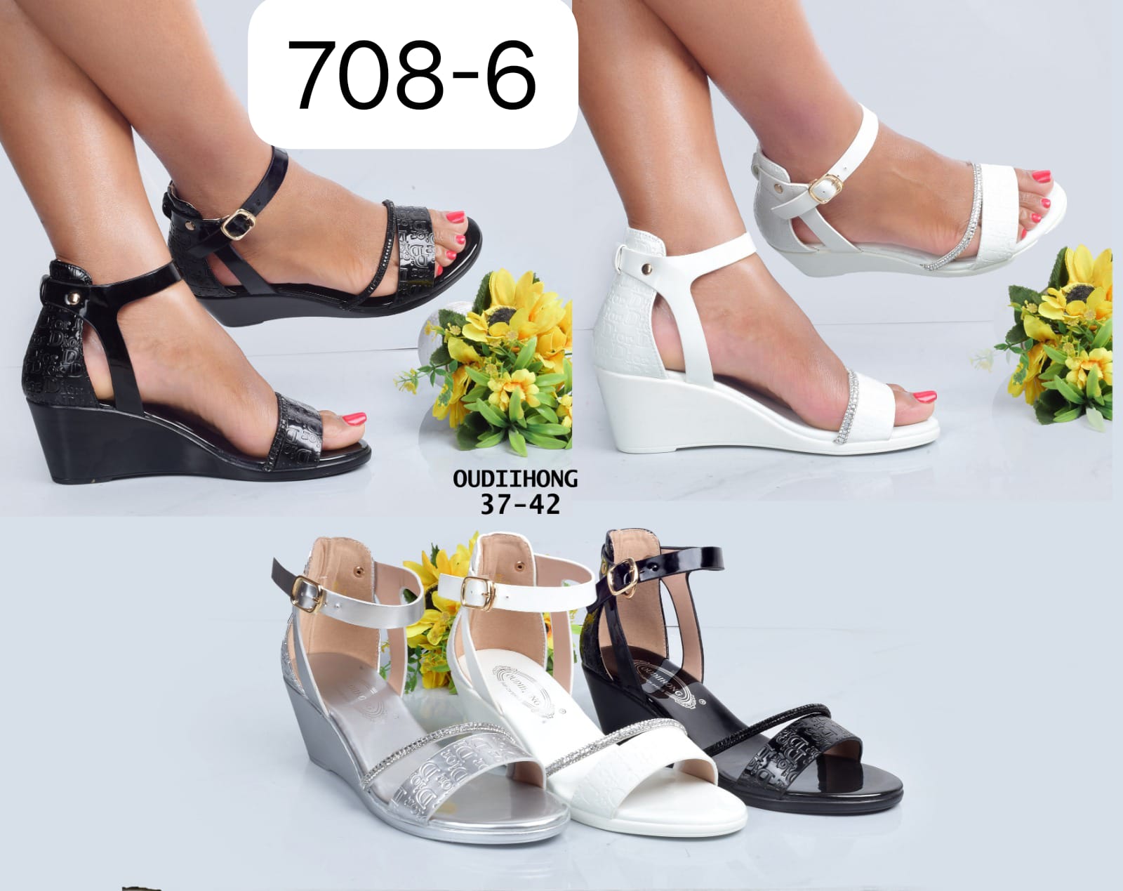 Elegant Women’s Wedge Heel Sandals – Comfortable Open Toe Ankle Strap Ladies Shoes (Sizes 37–42)